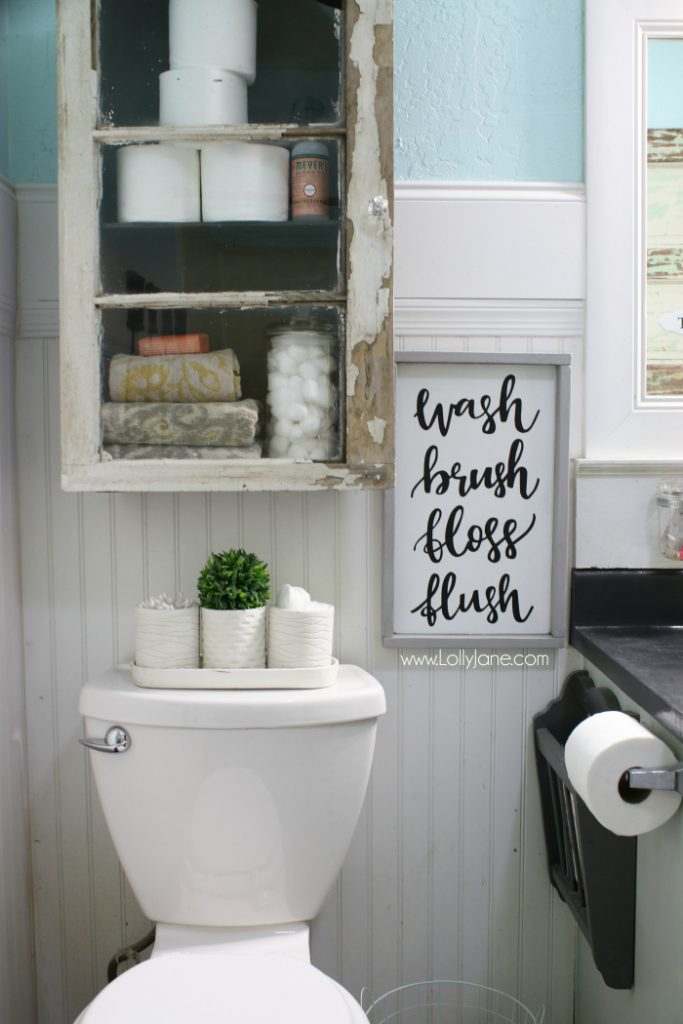 Farmhouse Style Toilet Paper Holder with Storage Shelf Finished in