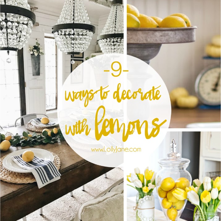 9 ways to decorate with lemons. Loving the lemon decor trend, easy ways to decorat with lemons naturally!