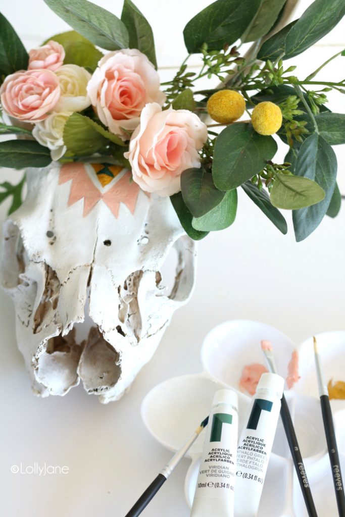 Easy painted skull DIY using just Reeves acrylic paint!