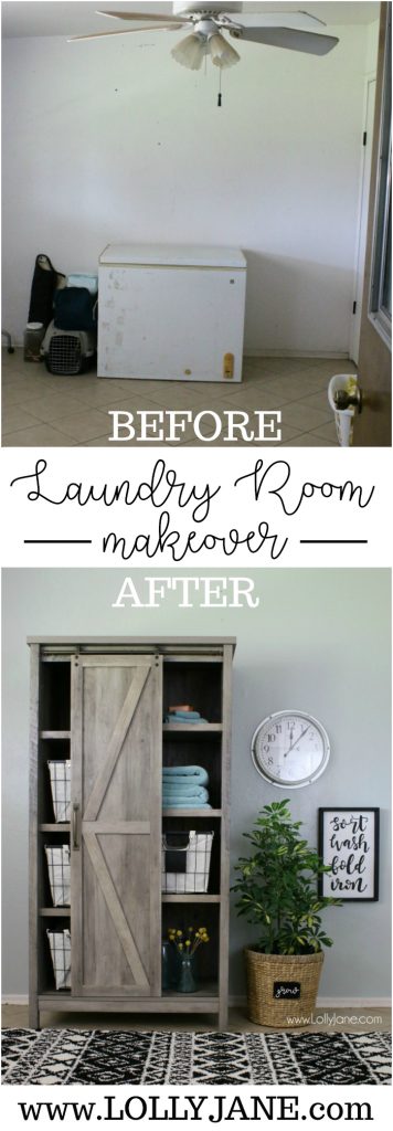 WOW! Check out this laundry room before and after!! Such a great laundry room makeover! Love the farmhouse laundry room decor!