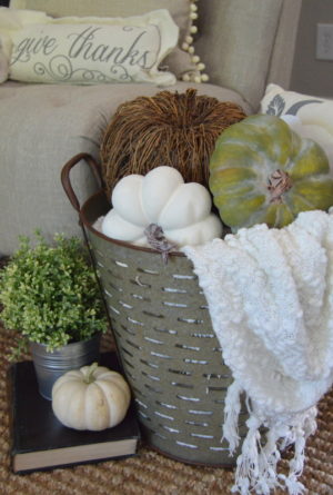 9 different ways to to decorate for fall using olive buckets! - Lolly Jane