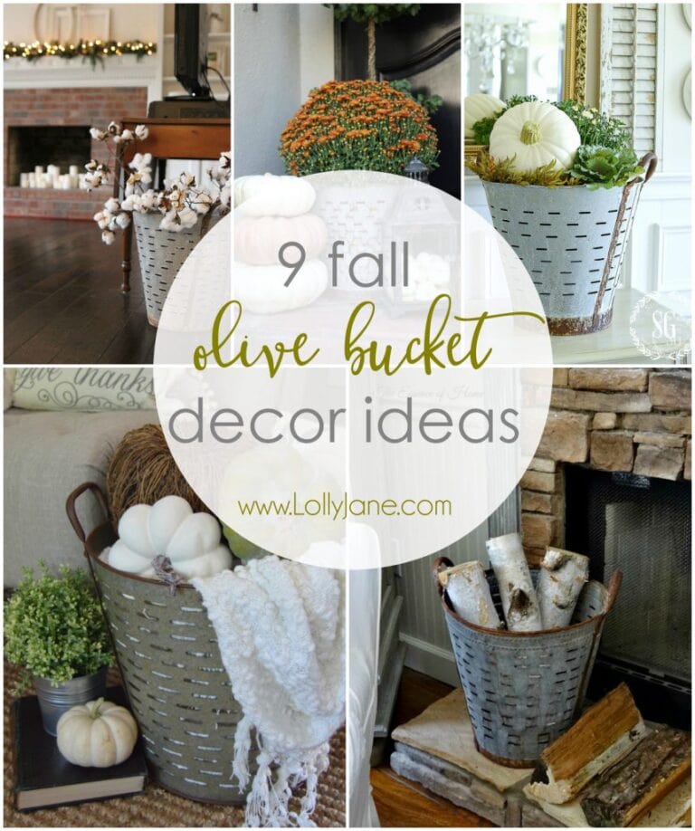 9 different ways to to decorate for fall using olive buckets!