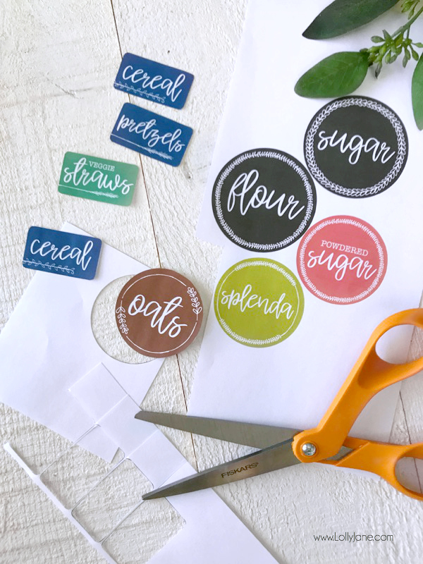 Easy Printable Pantry Labels... make them for FREE in just minutes then print + cut and apply!