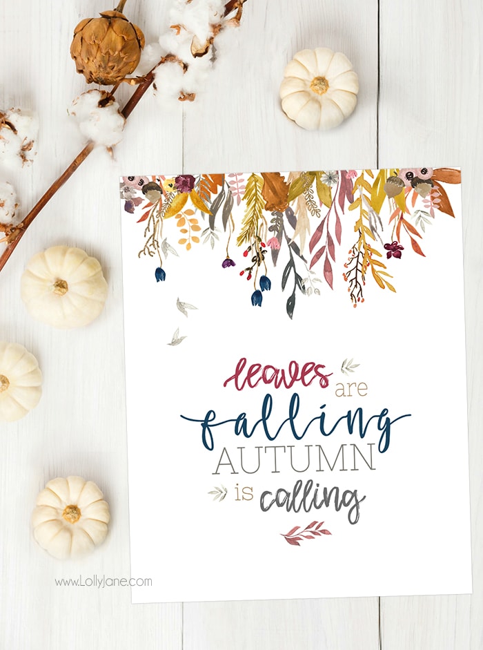 Love this gorgeous watercolor autumn print, perfect to display for fall! Just download + print!