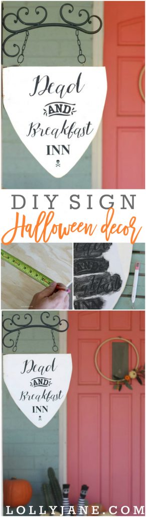 How to make a dead and breakfast inn sign, such cute Halloween decor wihtout being too cheesy! Love this fun Halloween outdoor sign, such fun outdoor Halloween decor ideas!