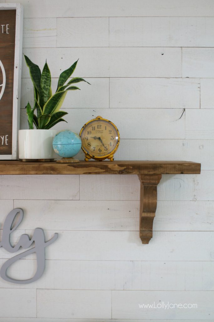 Easy rustic farmhouse tutorial, so easy to create this entryway farmhouse shelf!