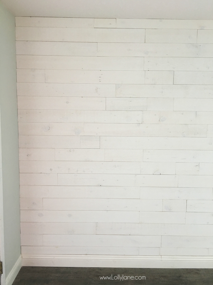 Loving this peel and stick shiplap wall treament! Easy to install, no painting required!