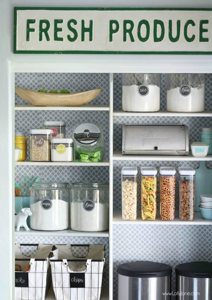 Easy pantry faux wallpaper makeover -Transform your space in under an hour for less than $20, love this quick pantry makeover!
