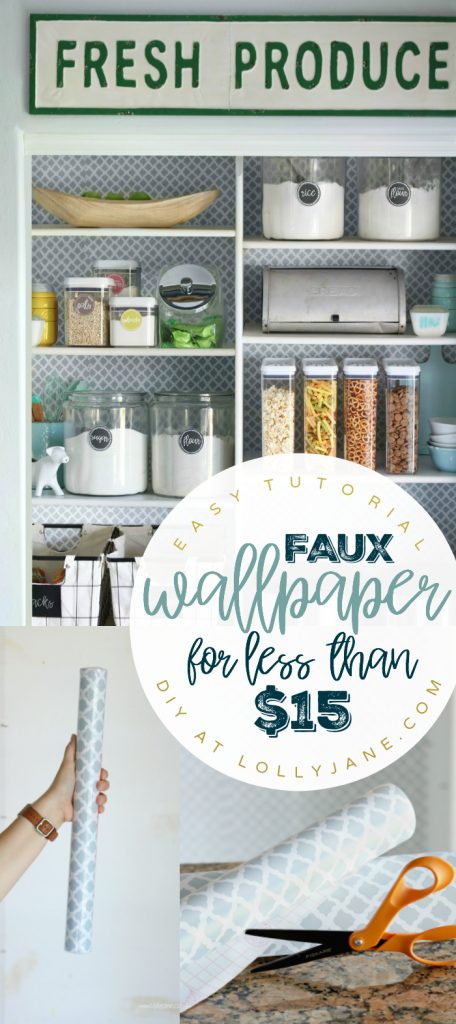 Easy Pantry Faux Wallpaper Makeover Diy Panty Wallpaper