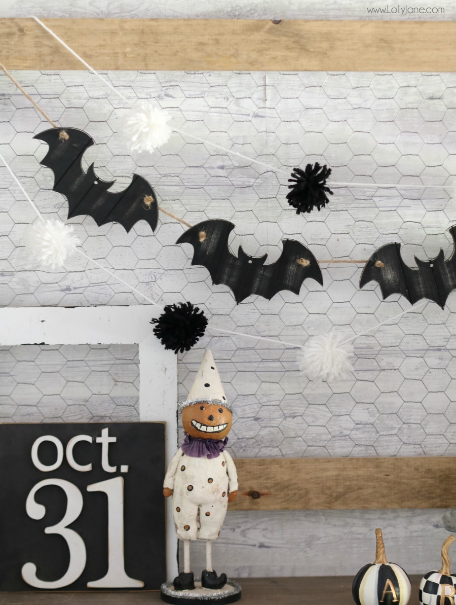 Cute and EASY Bat Garland, made from ornaments in just minutes... and less than $5!