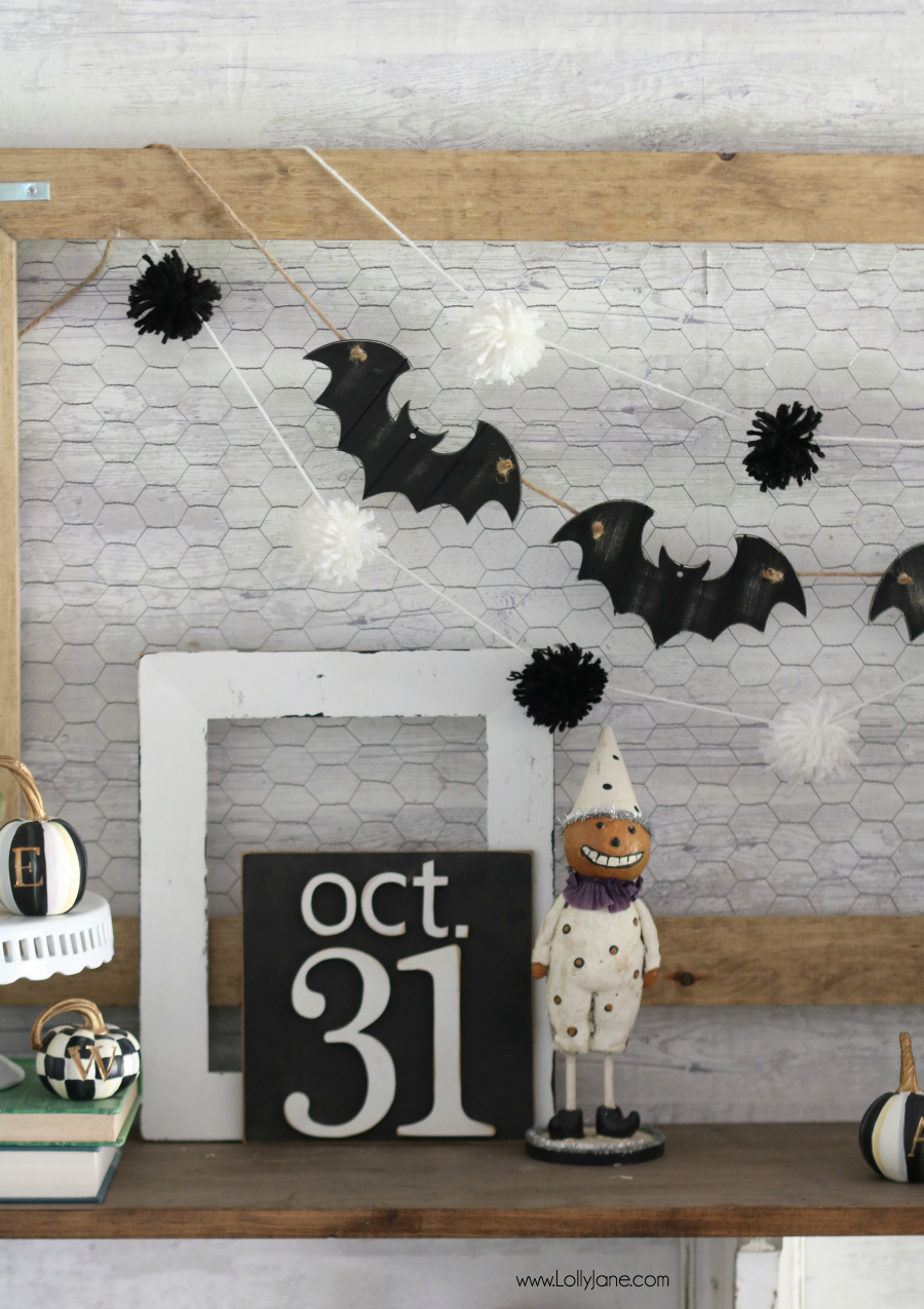 Cute and EASY Bat Garland, made from ornaments for less than $5 and in minutes!