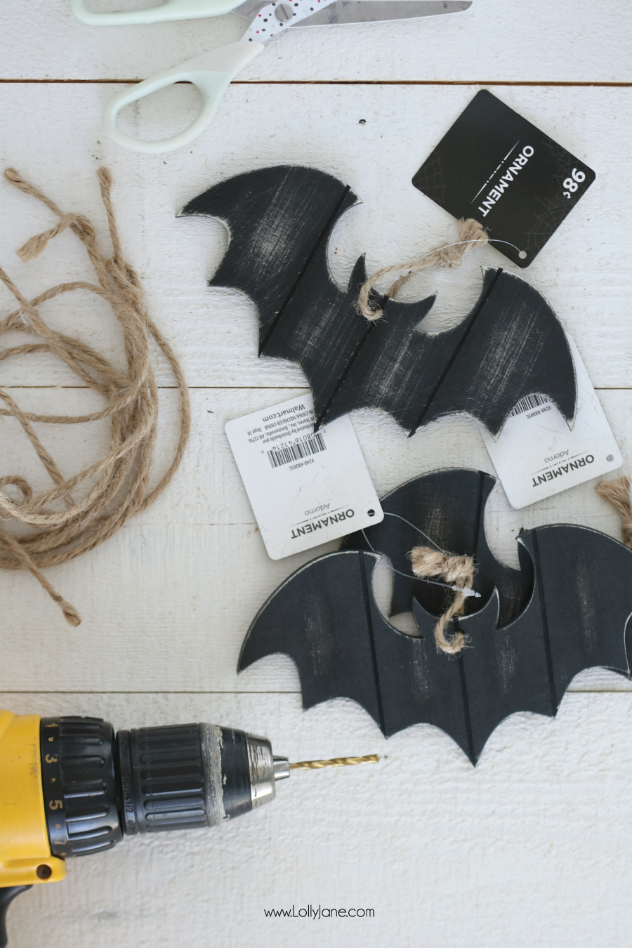 Turn these $.99 bat ornaments into a versatile Halloween garland in just minutes!