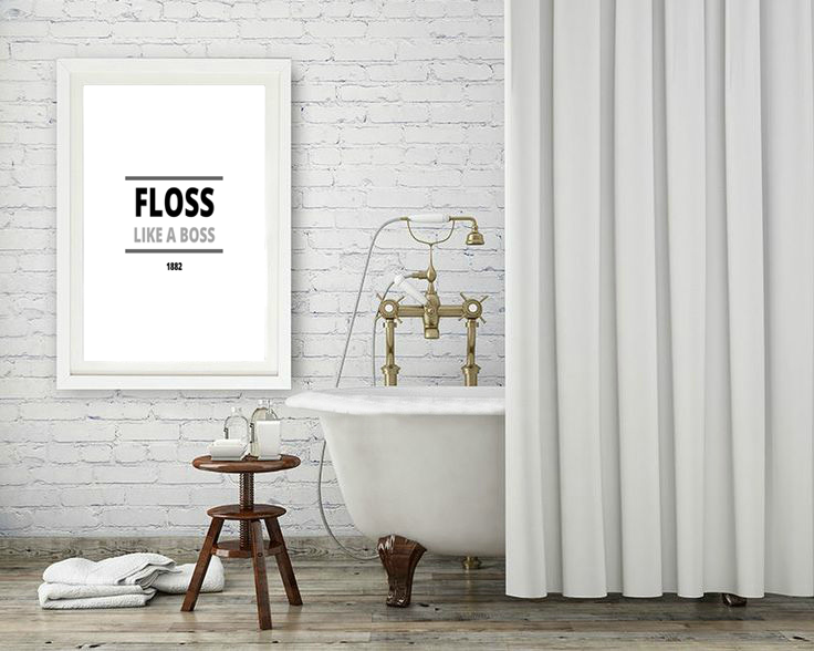 Floss like a boss printable | Love this fun reminder to floss those teeth! Such a fun bathroom digital printable, especially love the established 1882 which is when flossing was invented. Great floss boss printable download!