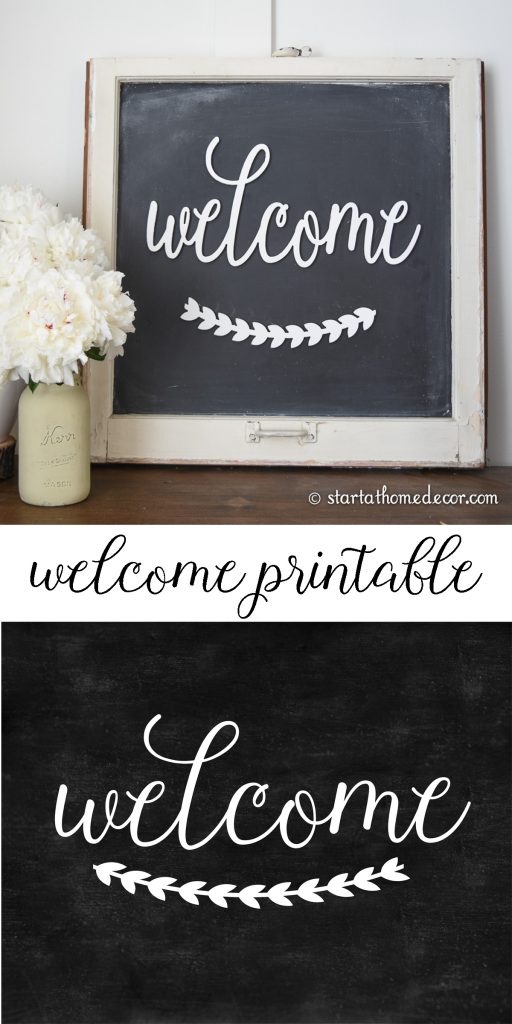 Darling free farmhouse welcome printable! Love this welcome printable with a cute laurel wreath, so fun!