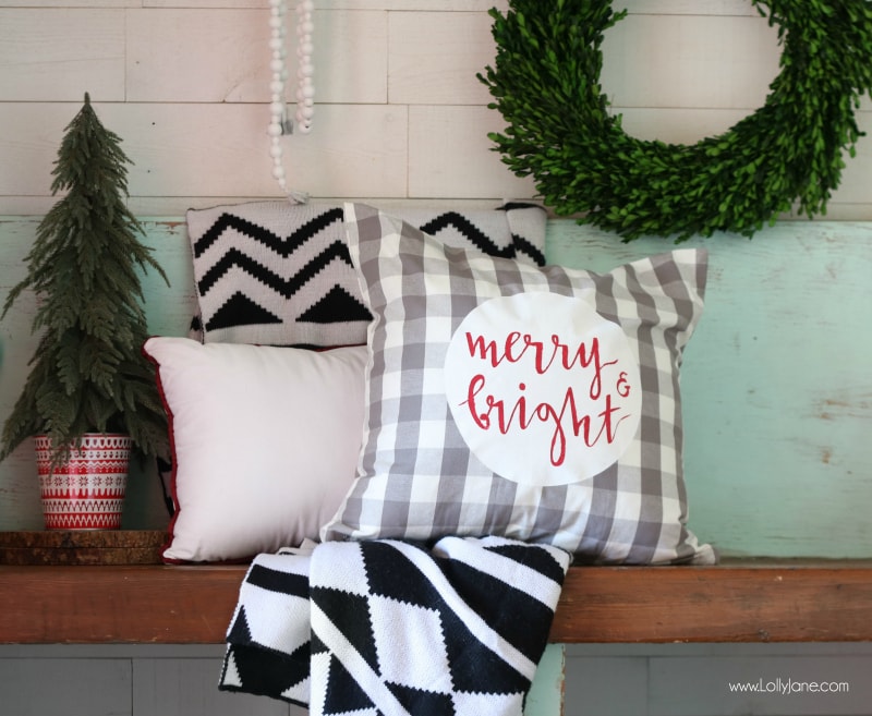 merry & bright Christmas pillow cover tutorial