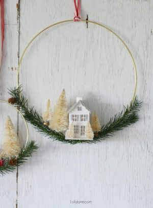 diy bottle brush tree Christmas wreath - Lolly Jane