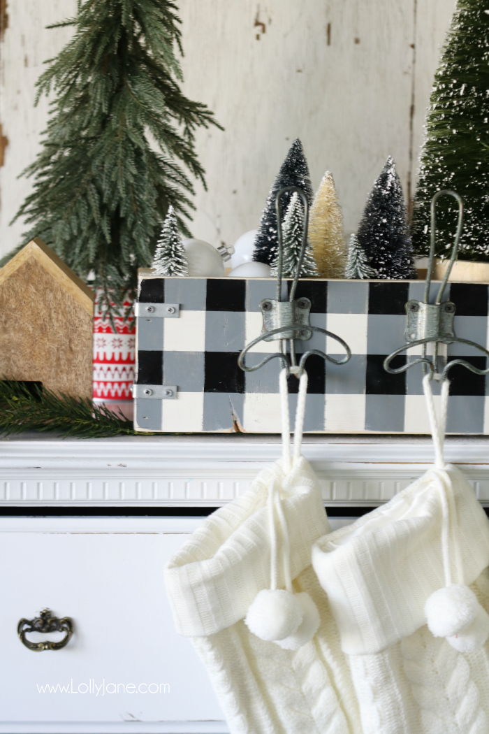 Easy diy stocking hanger tutorial. Great way to store Christmas decor and hang your stockings if you don't have a mantel!