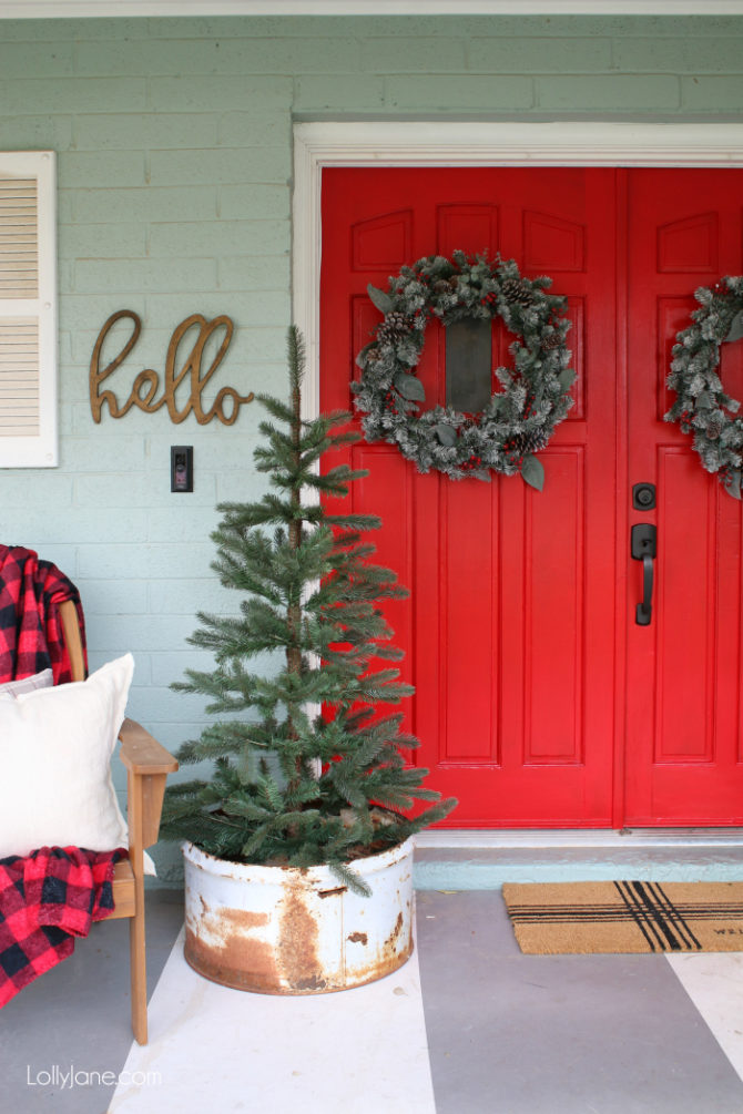 front porch christmas decor - Lolly Jane