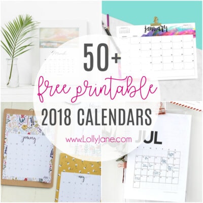 2018 free printable calendars