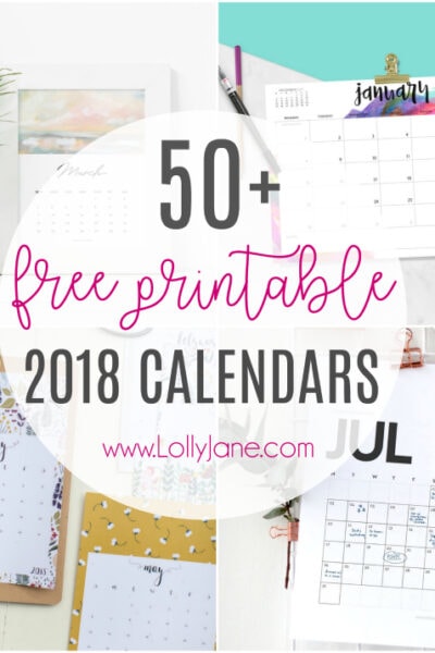 50+ free printable 2018 calendars. The ultimate roundup of 2018 calendar free printables!!