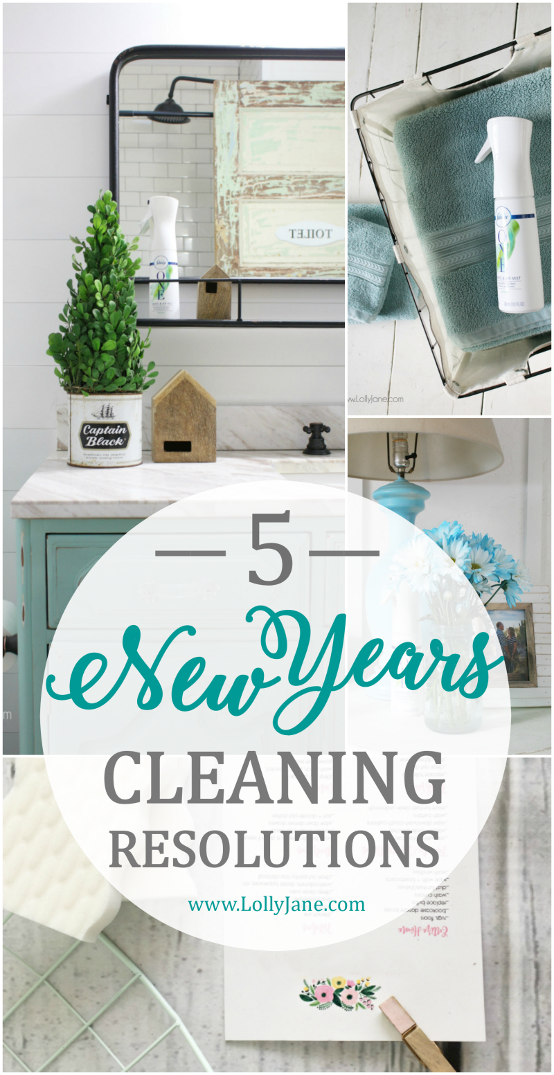 5 New Years cleaning resolutions tips to keep your house in order for the new year! Love these easy to follow cleaning tips for a clean house all year long!