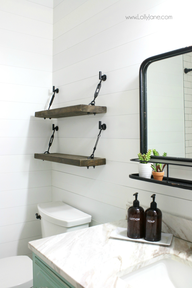 DIY Turnbuckle Shelf - A Great Bathroom Addition - Lolly Jane