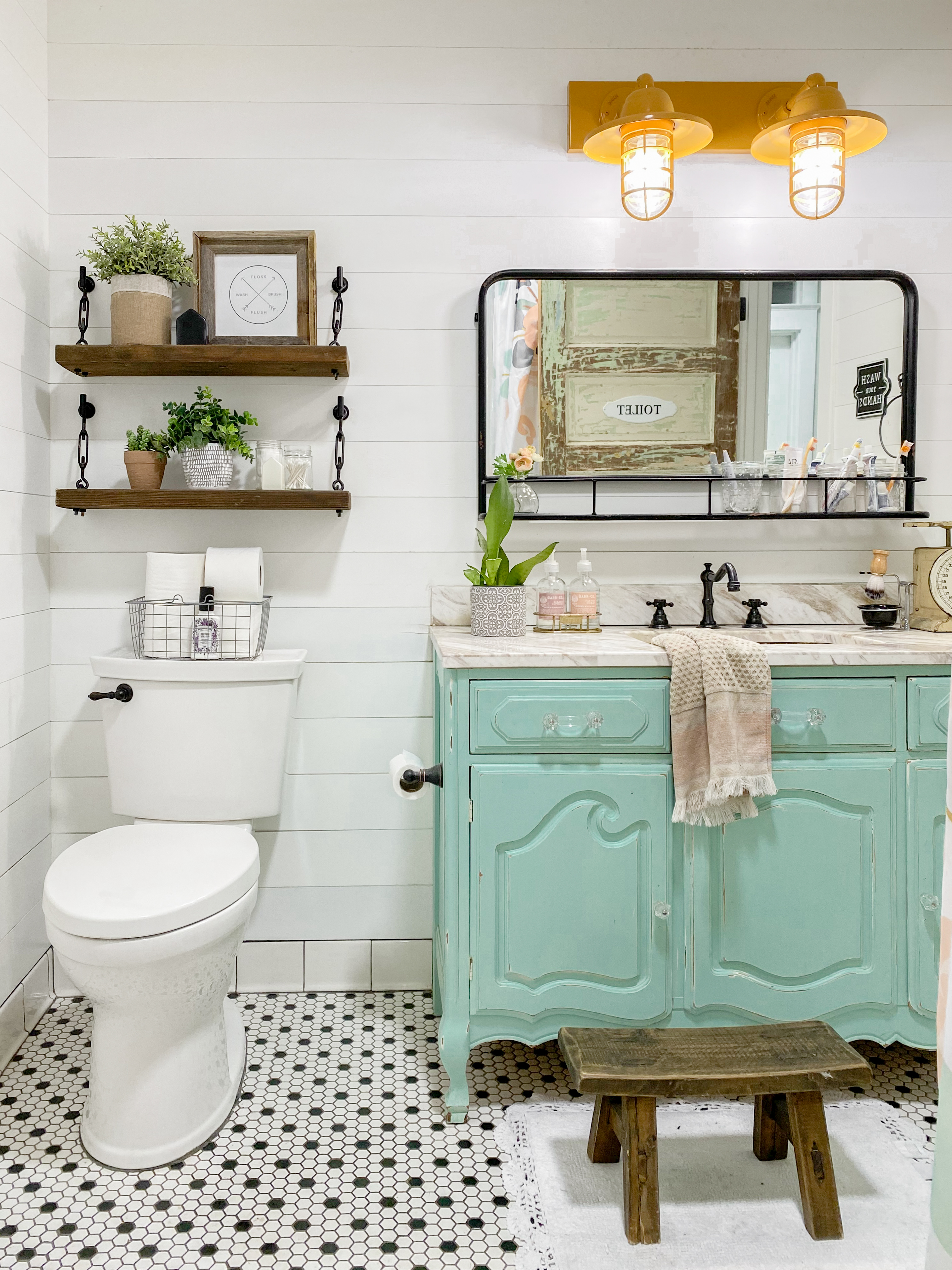 Vintage-Inspired Bathroom Shelf