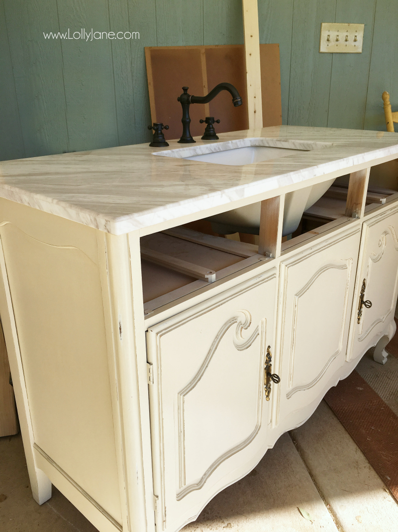 How to Turn a Vintage Dresser into a Bathroom Vanity - At Charlotte's House