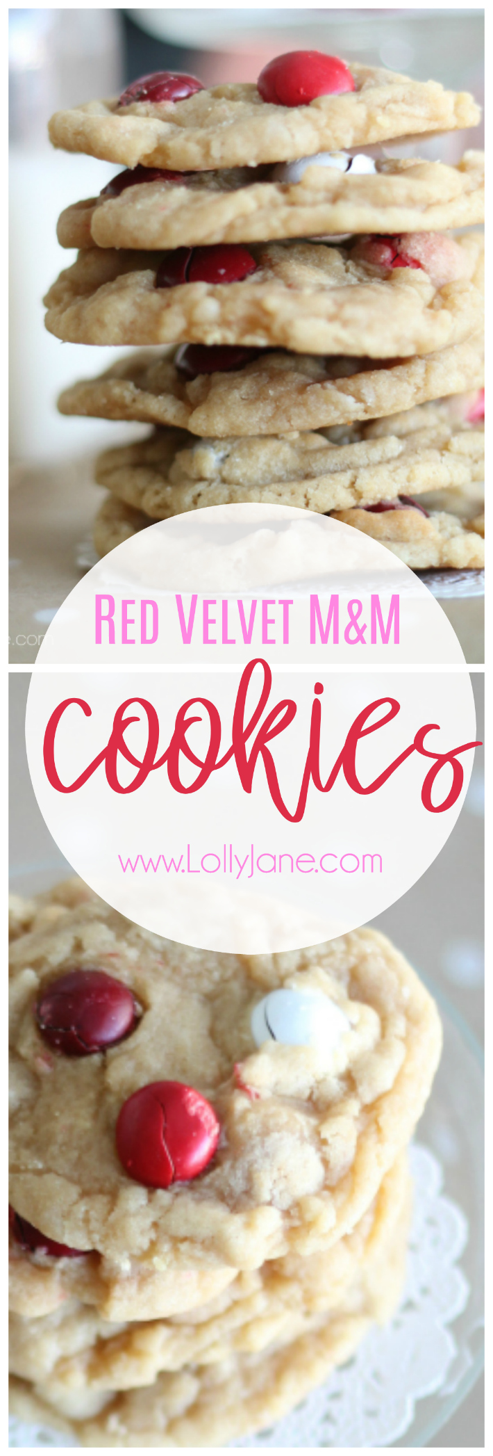 Such a yummy Red Velvet M&M cookie recipe. So easy to make! Love this simple Valentine's Day cookie recipe, super kid friendly cookies!