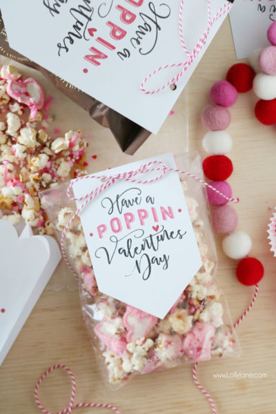 free printable valentines popcorn tag