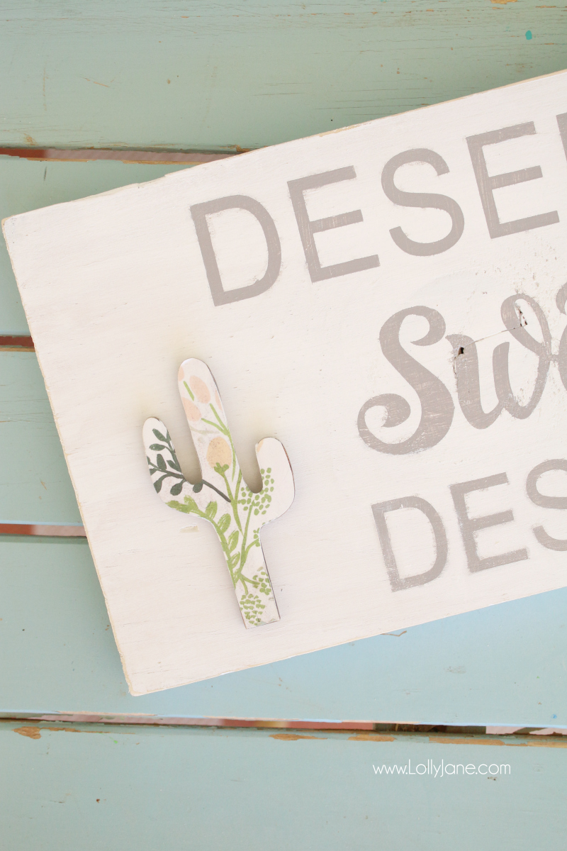 Loving this Arizona home decor cactus floral wood sign tutorial! Such a cute desert sign with a love for AZ signs!