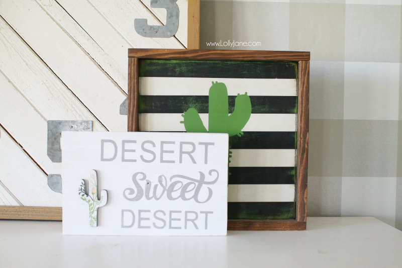 AZ desert sweet desert wood sign tutorial | How to make a painted home sweet home sign with a floral wood cutout, so cute! via @lollyjaneblog