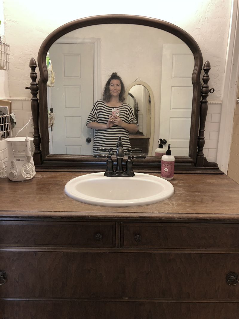 Old farmhouse bathroom renovation before pictures. Can't wait for the amazing farmhouse renovation reveal!