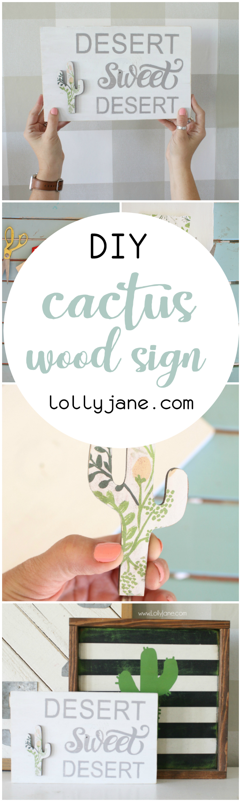 Uhm, LOVING this cute floral cactus wood sign!! Such a cute Arizona home sweet home twist with the western desert sweet desert! Love all of Lolly Jane's signs! Cute wood sign tutorial that is super easy to make!