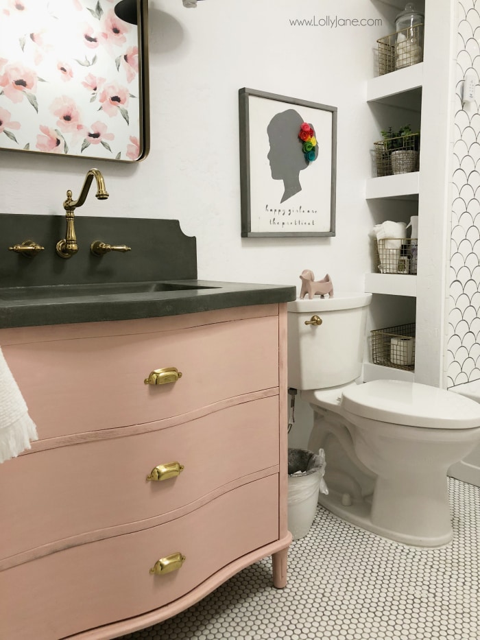 One Room Challenge Week 4: diy pink bathroom vanity + plumbing