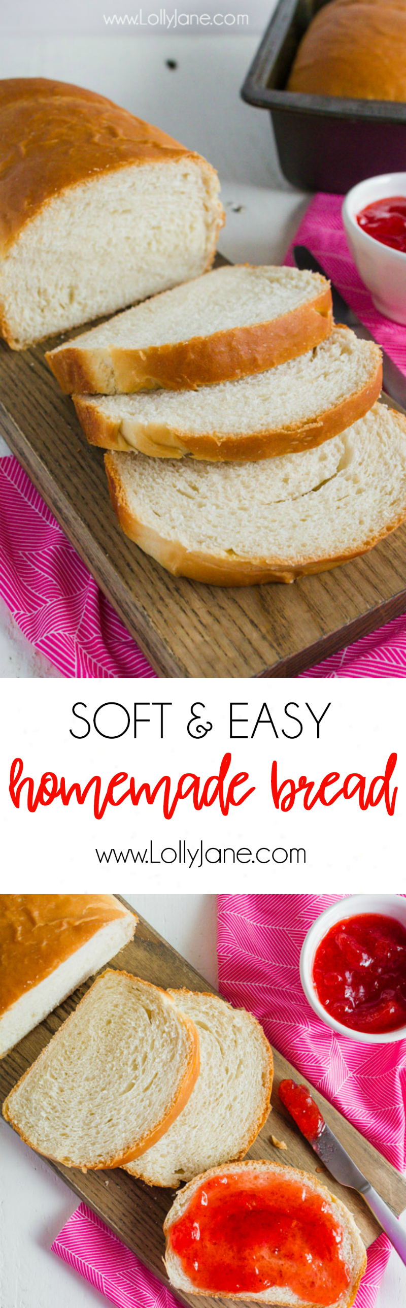 This basic homemade bread recipe is so good! Soft and easy white bread recipe, love it! Just like Nana used to make, this is our go-to homemade bread recipe!