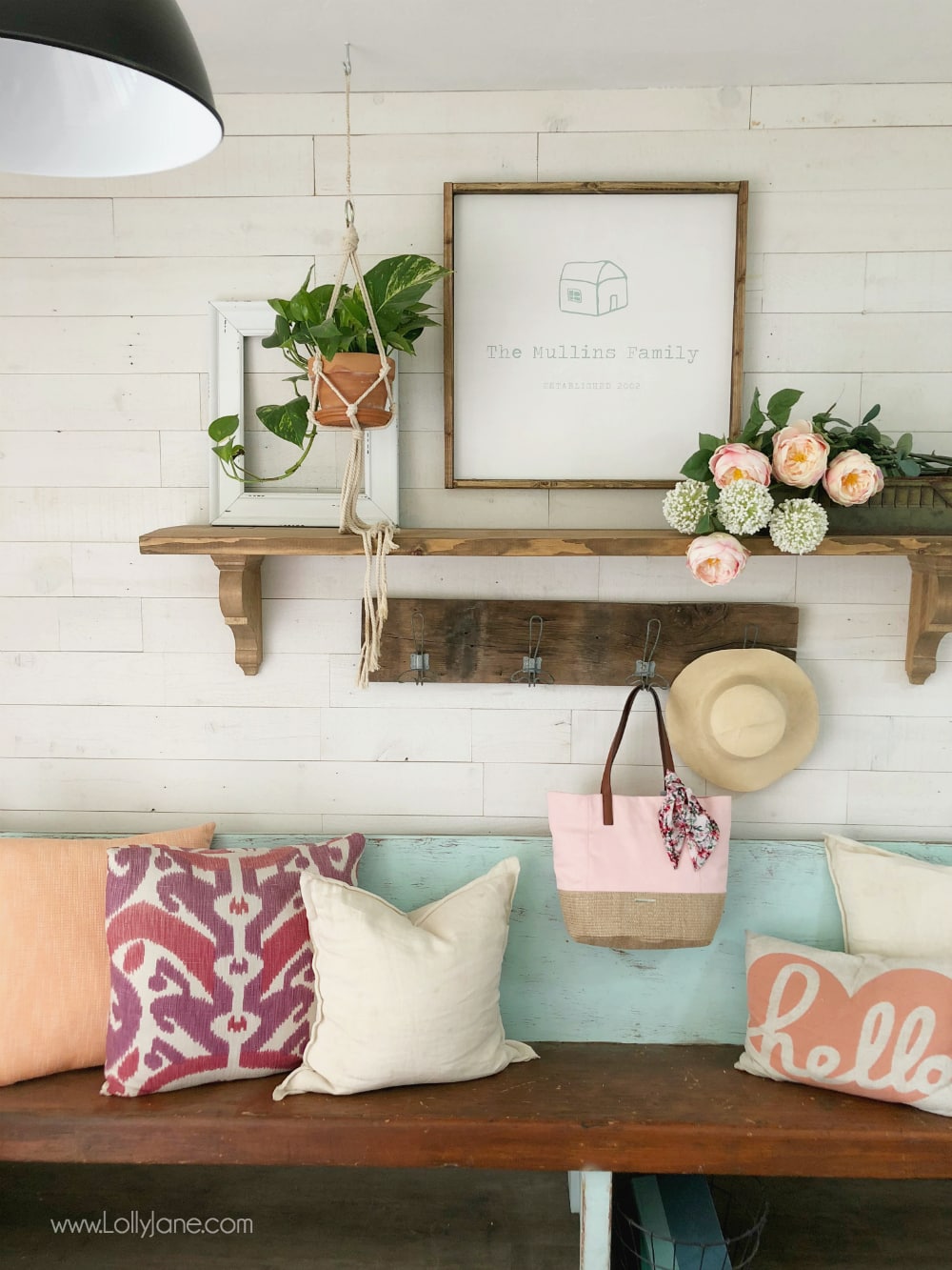 Gorgeous DIY Farmhouse Shelves... perfect to spruce up an entryway or foyer!