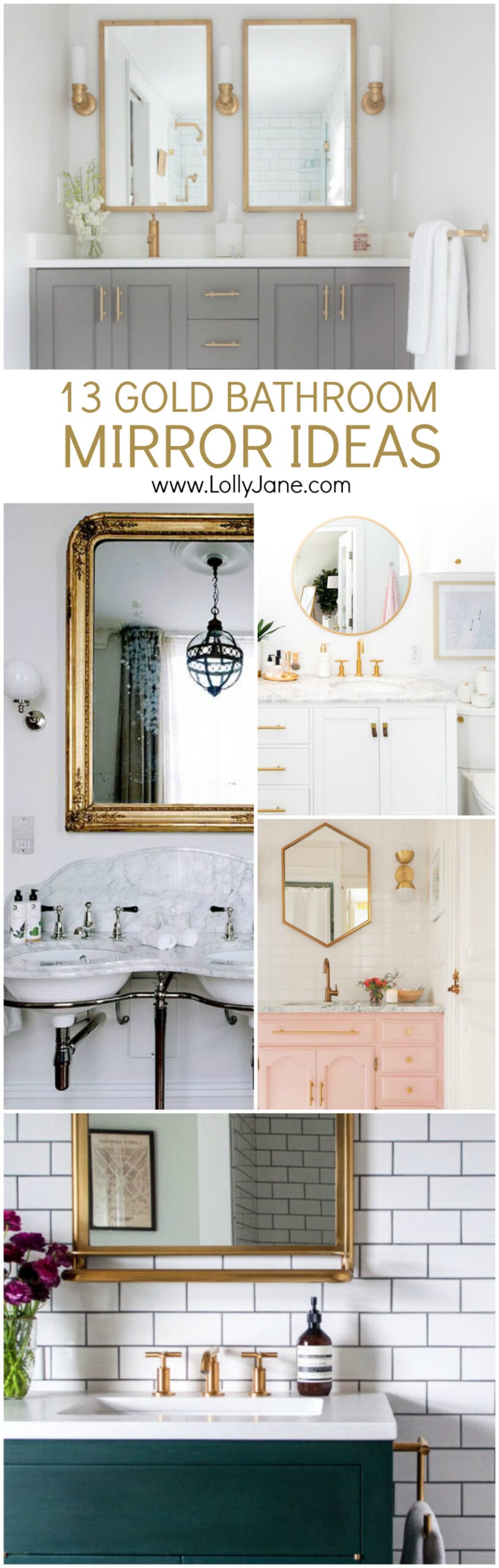 13 gold bathroom mirror ideas