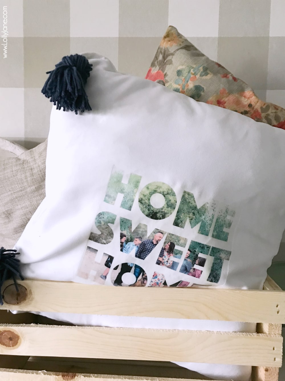 diy photo text pillow