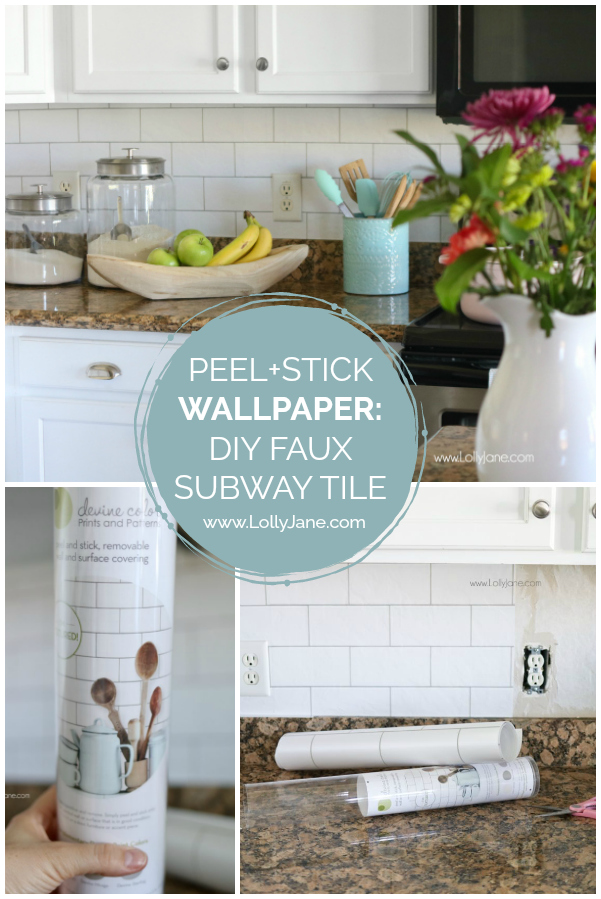 Can you believe this subway tile is actually peel and stick wallpaper!? It looks so real! Love this easy to apply wallpaper for a quick kitchen hack! An easy way to upgrade your kitchen using faux subway tile! Looks like the real thing!