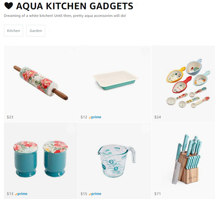 Love using Amazon list to create your favorite shopping finds in one place. For example, we love fun kitchen goodies so we created an aqua kitchen accessories list, such a fun Amazon collection! #amazontips #amazonstore #amazonlists #amazoninfluencer