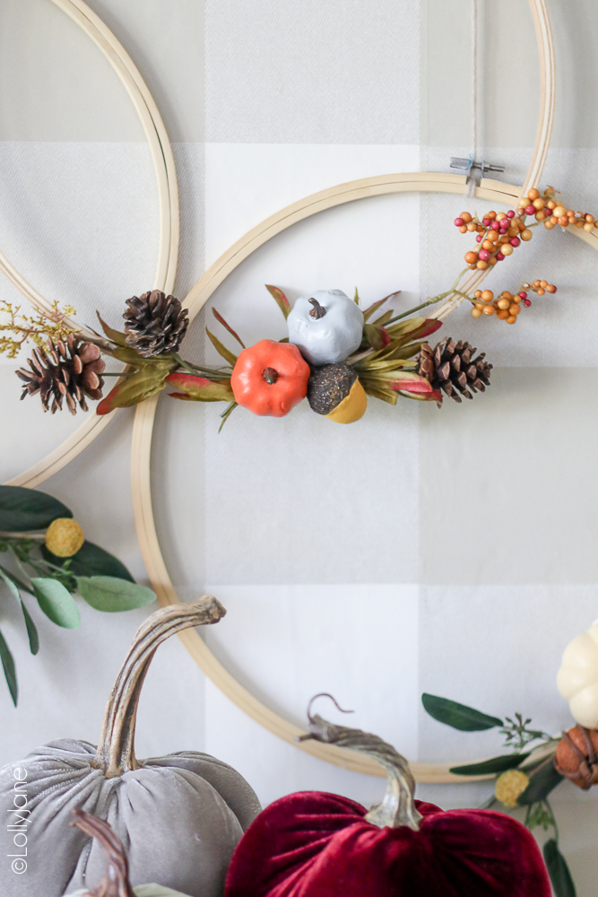 Cutest Fall Wreath ever! So EASY to make and for under $15 in 10 minutes, wow! Versatile as a single wreath or with a trio, so fun!