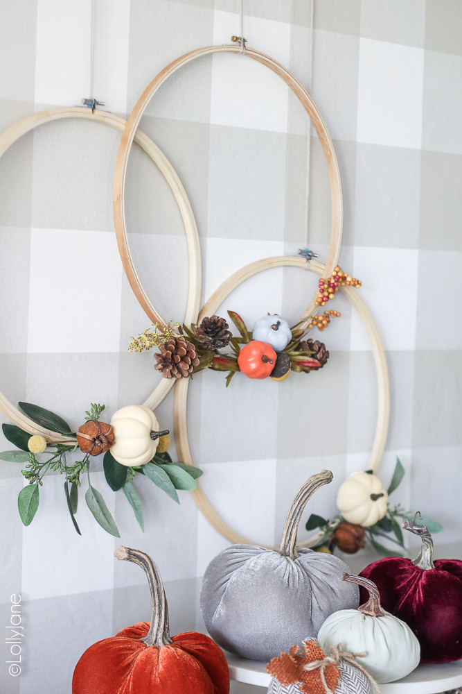 Perfect fall craft to make in no time and for under $15! Makes a perfect front door wreath or indoor paired with your favorite fall decor!