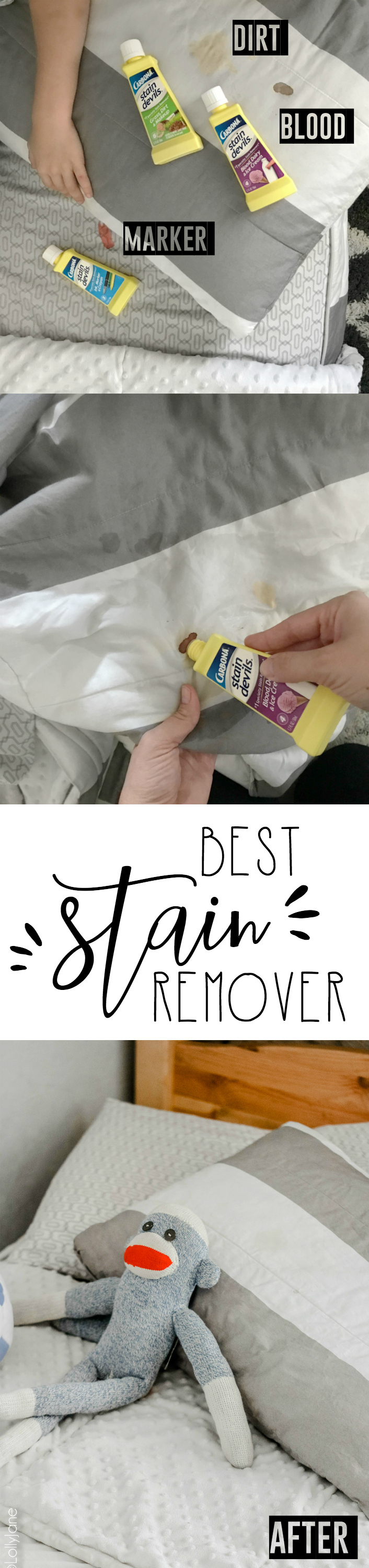 WOW! This stain remover got rid of dried blood, caked on dirt, and marker in just a few steps! Check out what other everyday stains it can remove! #stainremover #cleaningtips #momhacks #cleaning #cleaninghack #cleaningtricks #carbonara #cleaningtips