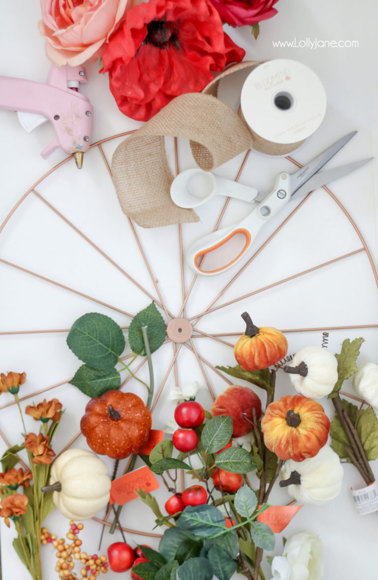 fall wheel wreath tutorial - Lolly Jane