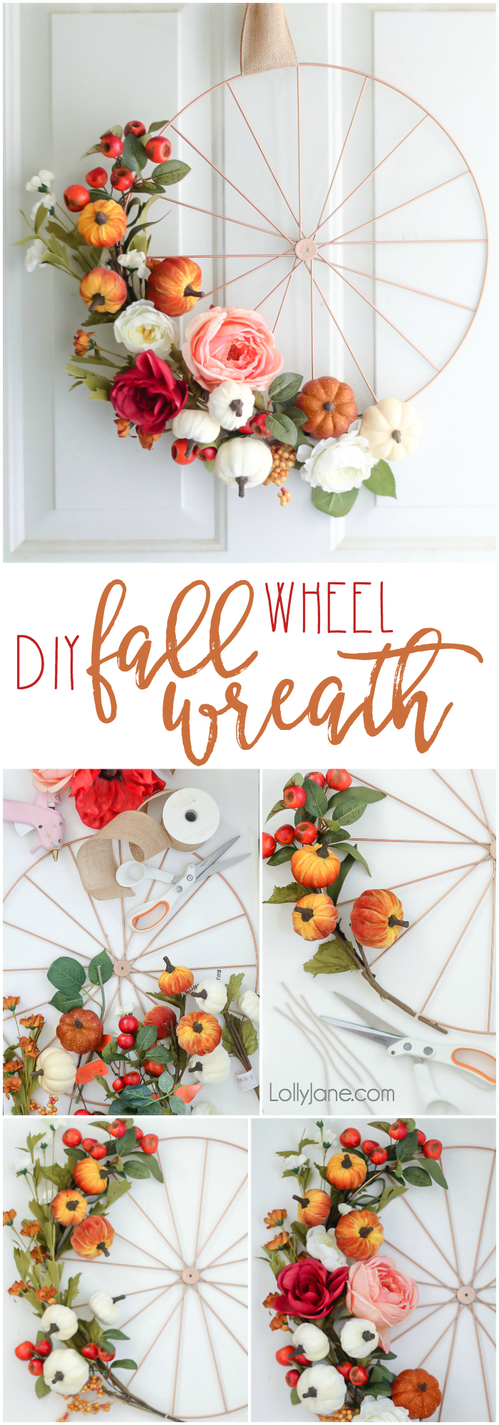 wreath wheel fall tutorial lollyjane diy