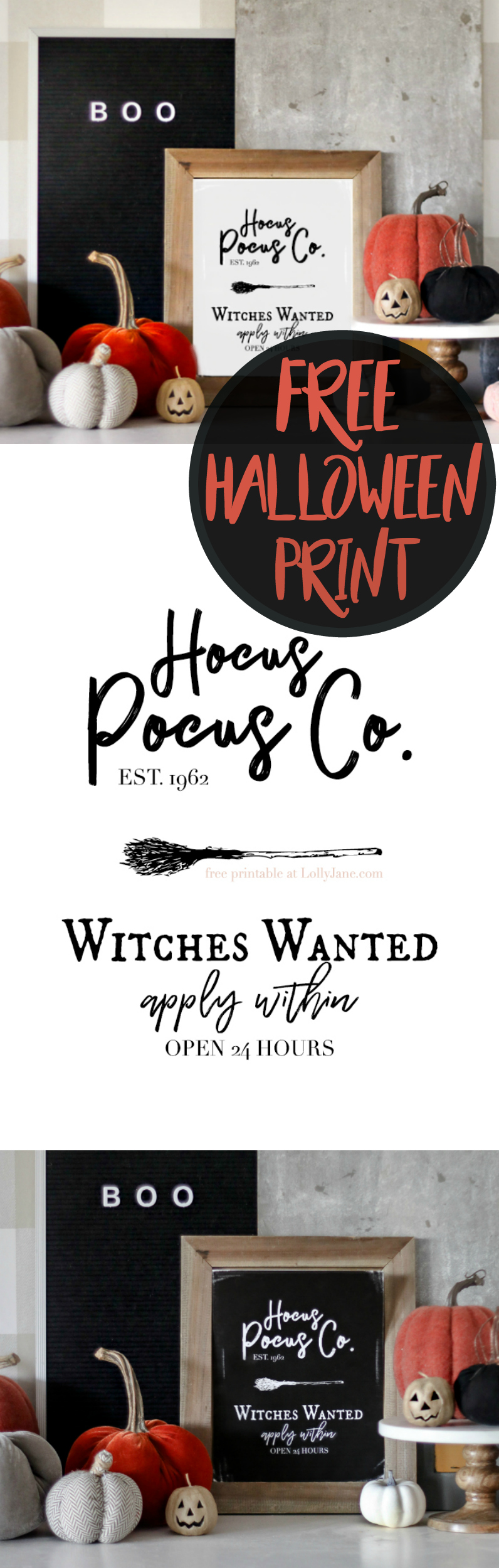 Free Printable Halloween Art! So cute, simply print + display this "Hocus Pocus" print to instantly spruce up your space!