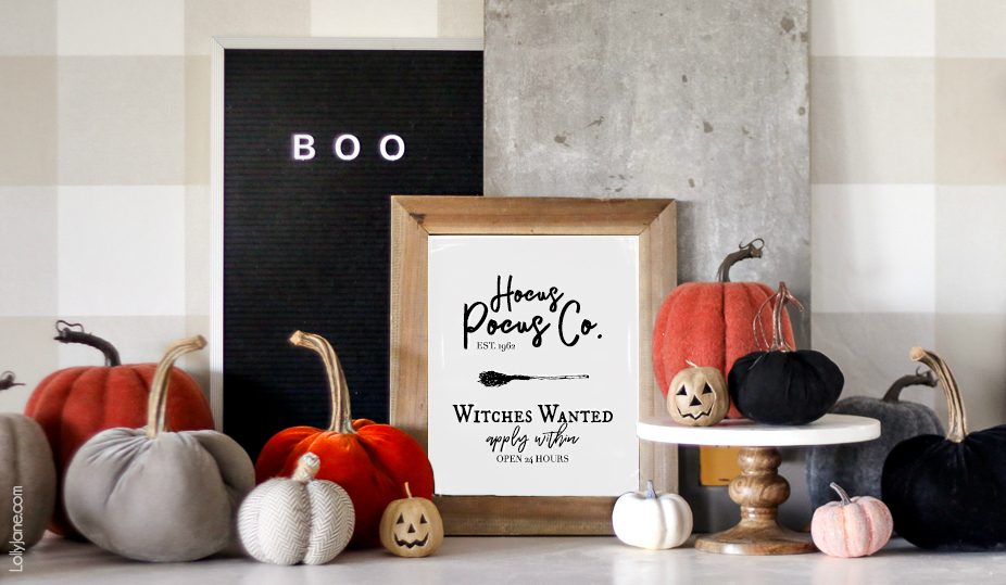 Cutest "Hocus Pocus" printable art... and FREE! Print + display to add a pop of spook to your Halloween decor or party!