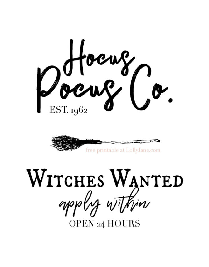 Free Hocus Pocus Printable Halloween Art... print off to spruce up your spooky space, make a Halloween card, or turn into a sign!