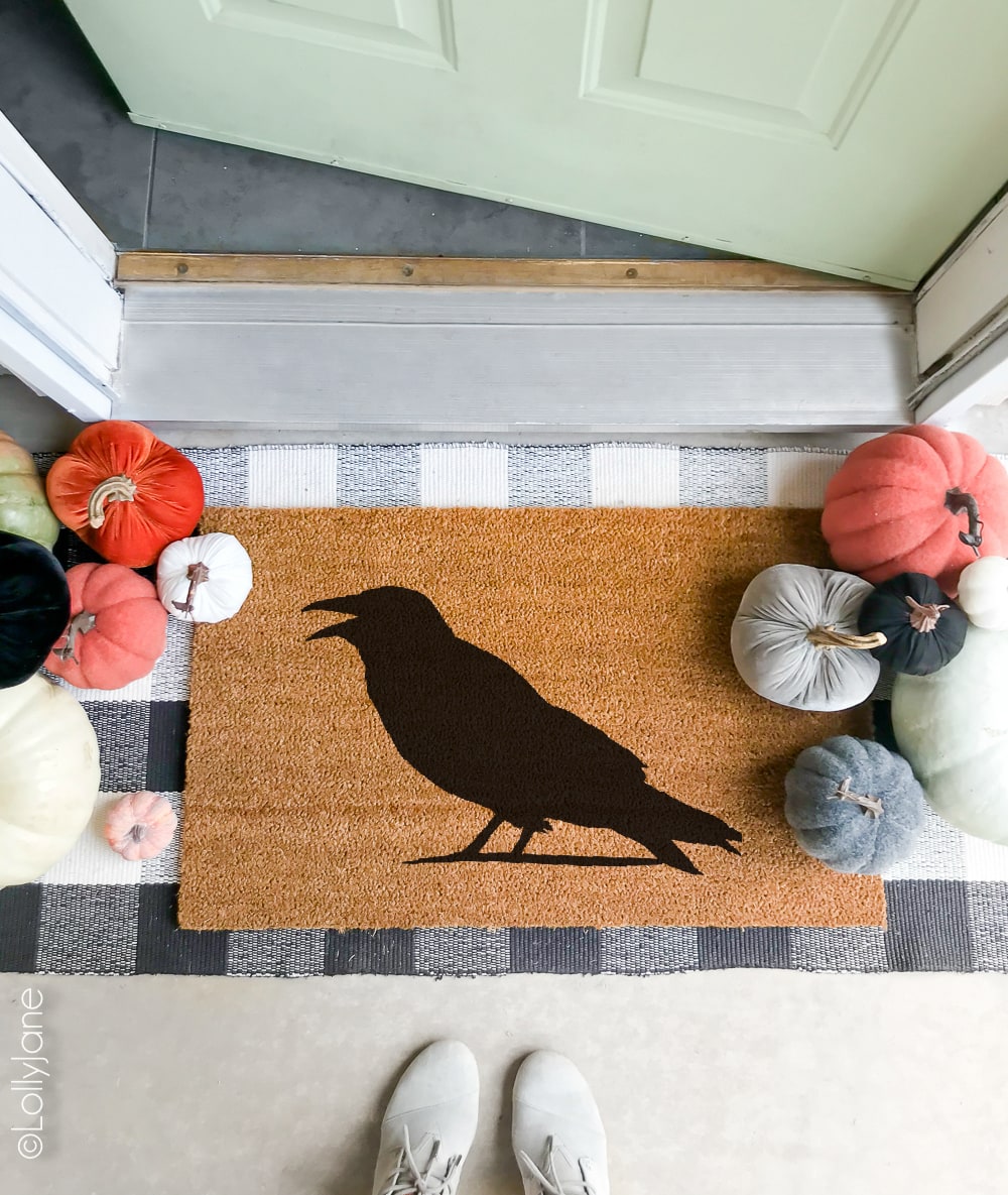 diy stenciled halloween doormat